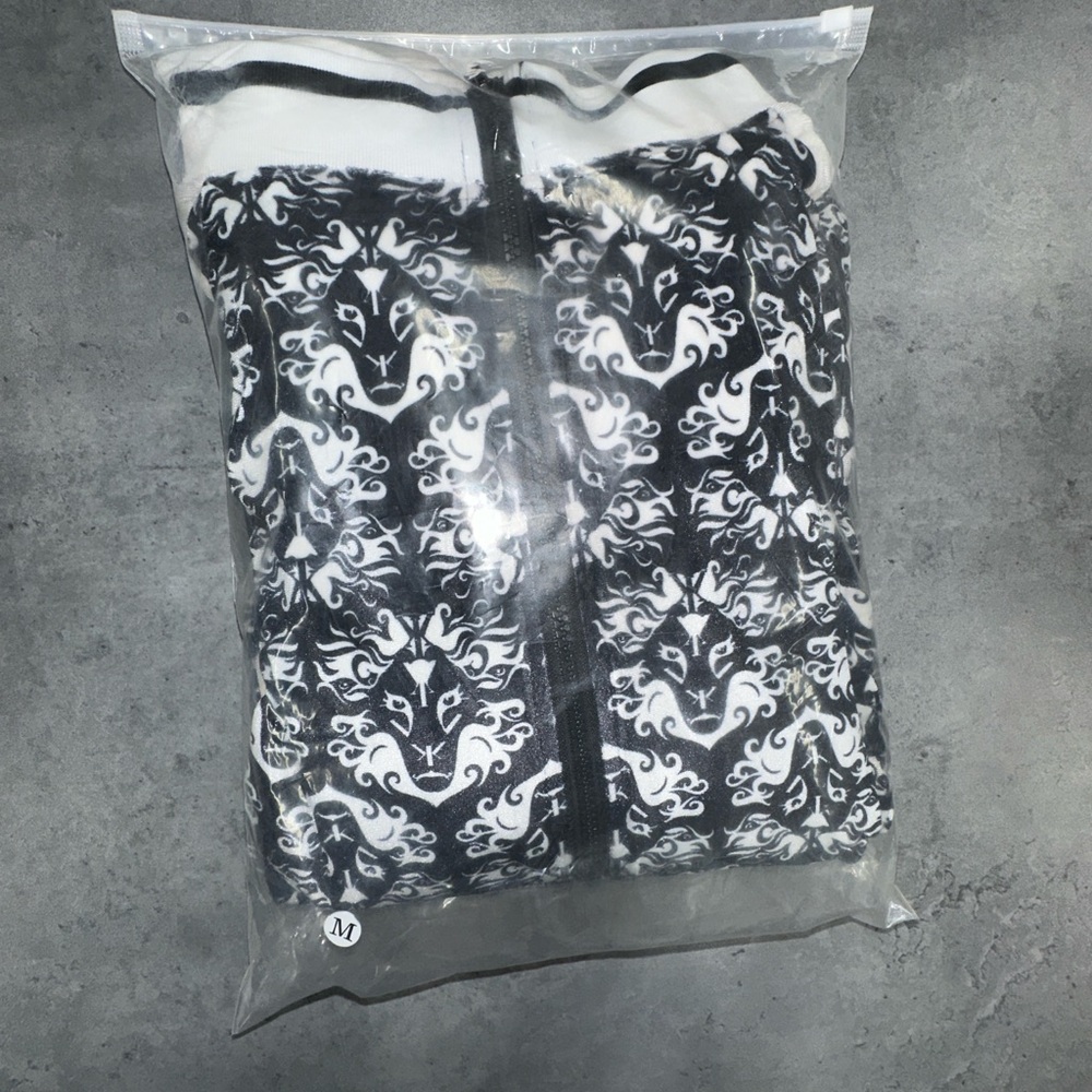 Black & White Patterned Zip-Up Hoodie